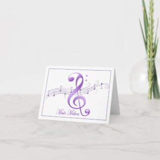 Musikmacher Weiß mit Lila Notizkarte Karte
