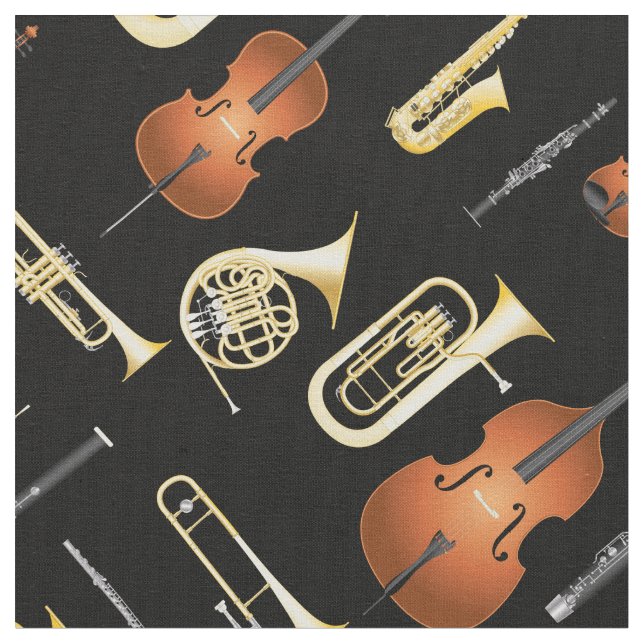 Musikmusikdekor Orchestra Instruments Stoff (Nahaufnahme)