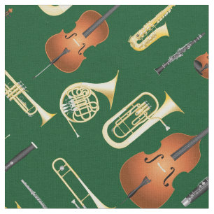 Musikmusikdekoration von Orchestra Instruments Grü Stoff