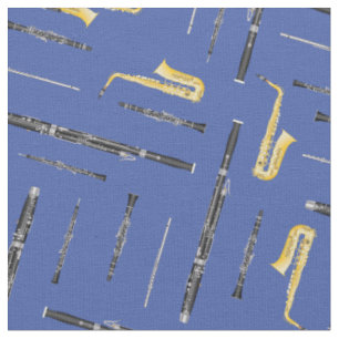 Musikmusiker Blau des Holzblasbands Stoff