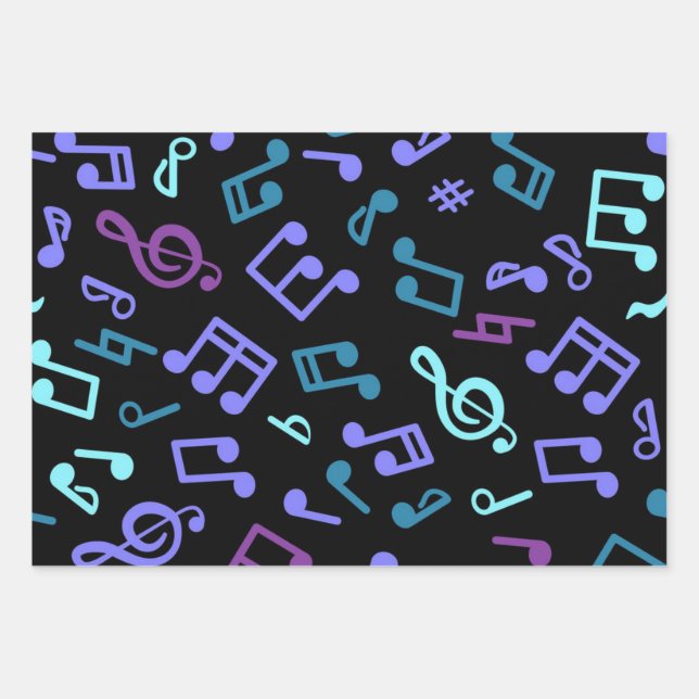Musikmuster Geschenkpapier Set (Vorderseite)