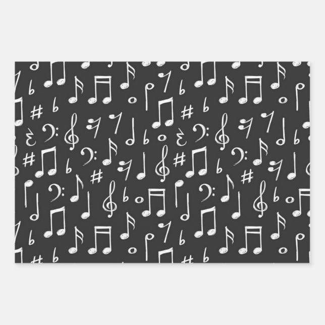 Musikmuster Geschenkpapier Set (Vorderseite)