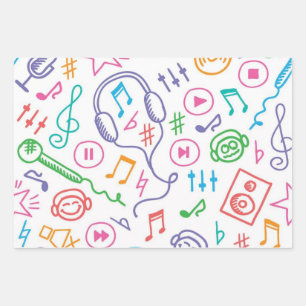 Musikmuster Geschenkpapier Set