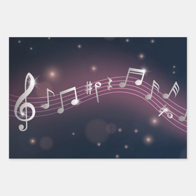 Musikmuster Geschenkpapier Set (Vorderseite)