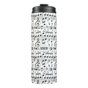 Musikmuster, kundenspezifischer Monogramm-Tumbler Thermosbecher