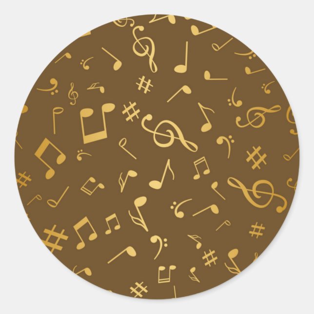 Musikmuster Runder Aufkleber (Vorderseite)