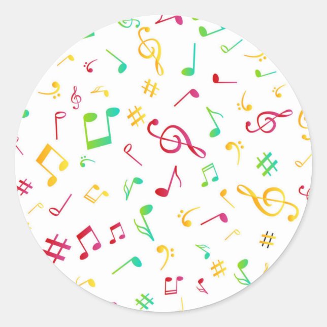 Musikmuster Runder Aufkleber (Vorderseite)