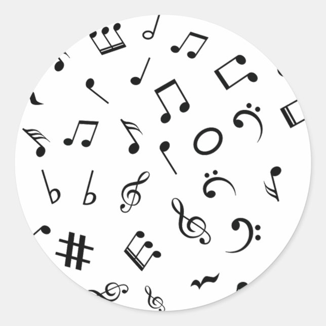 Musikmuster Runder Aufkleber (Vorderseite)