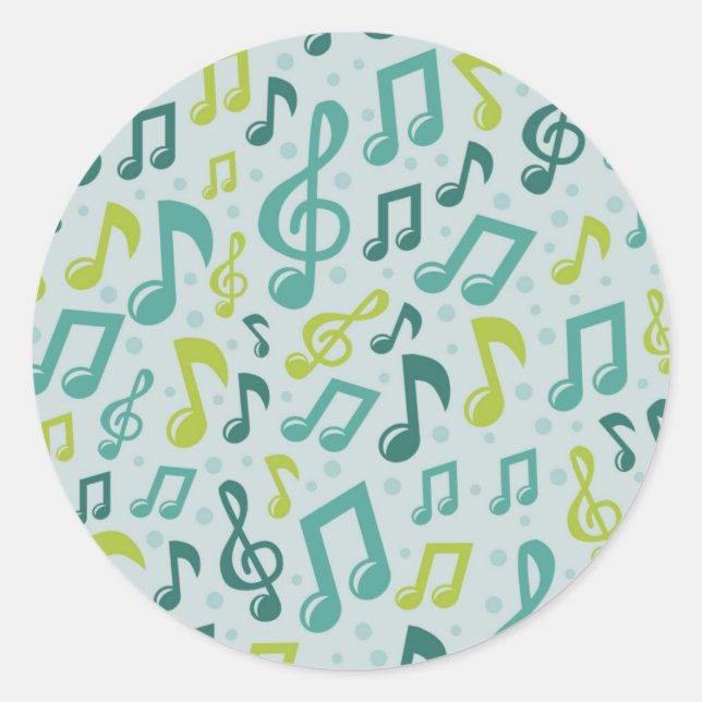 Musikmuster Runder Aufkleber (Vorderseite)