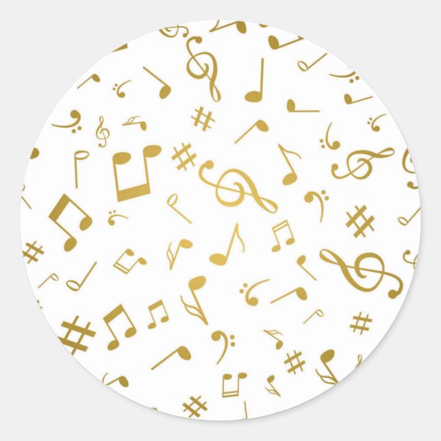 Musikmuster Runder Aufkleber (Vorderseite)