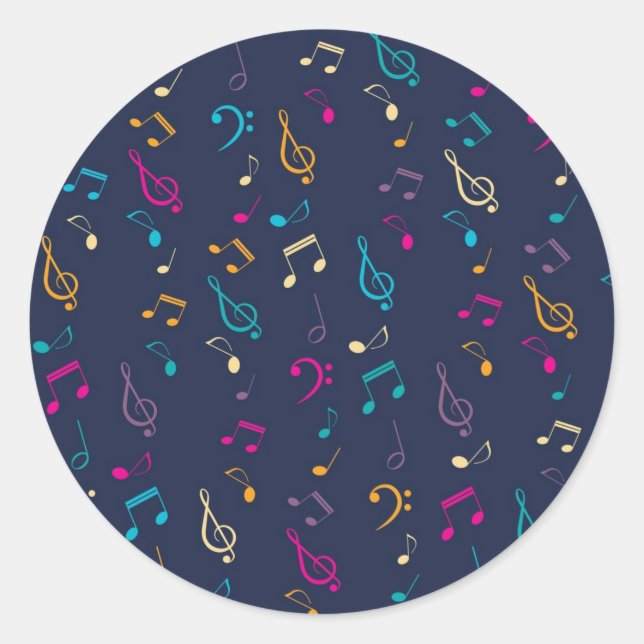 Musikmuster Runder Aufkleber (Vorderseite)