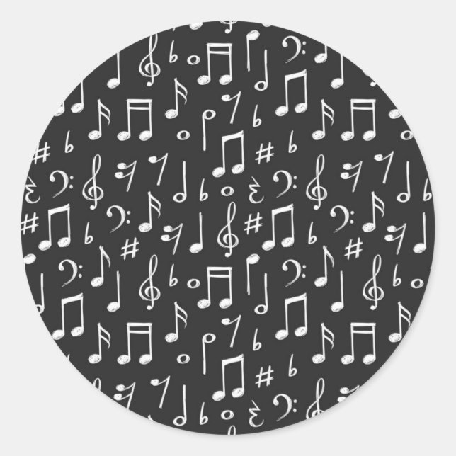 Musikmuster Runder Aufkleber (Vorderseite)