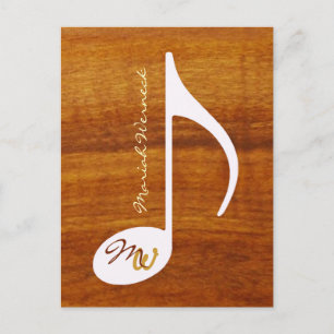 Musiknote auf Holz Postkarte
