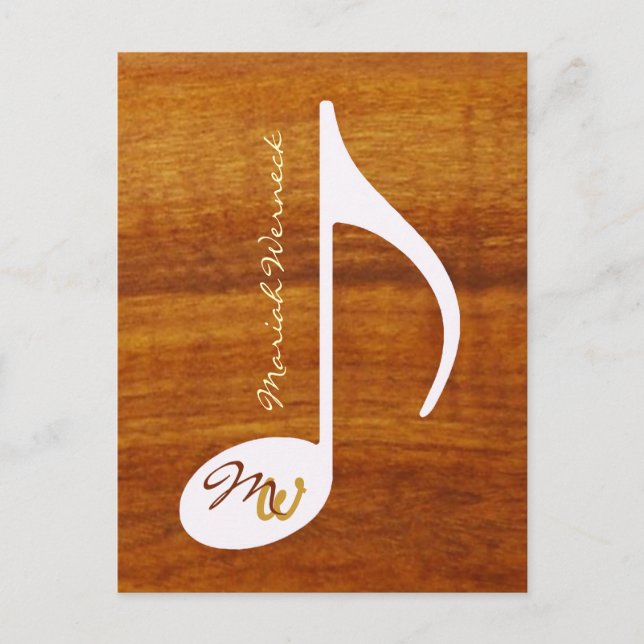 Musiknote auf Holz Postkarte (Vorderseite)