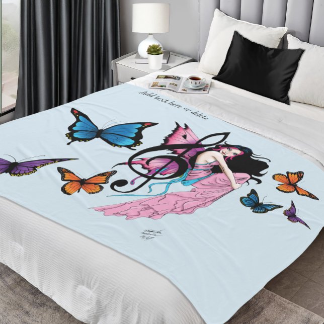 Musiknote Butterflies Fairy Fleecedecke (Von Creator hochgeladen)