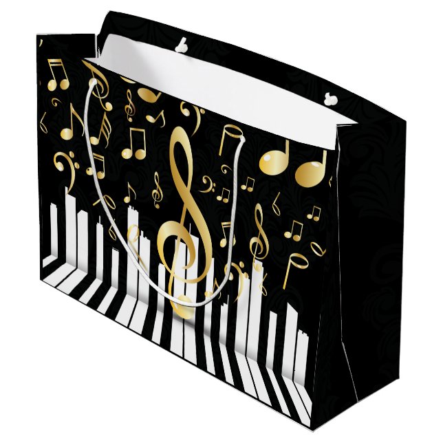 Musiknote Elegante Klaviertasten Große Geschenktüte (Rückseite Schrägansicht)