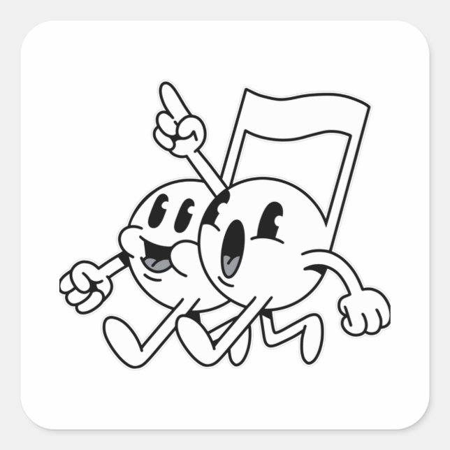 Musiknote Emoji Quadratischer Aufkleber (Vorderseite)