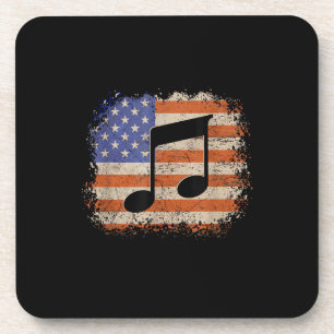 Musiknote für Männer Geschenk amerikanische Flagge Getränkeuntersetzer
