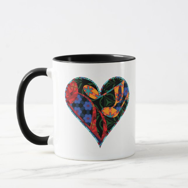 Musiknote Gemustertes Herz Tasse (Links)