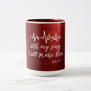 Musiknote Heartbeat mit Psalms Scripting Zweifarbige Tasse