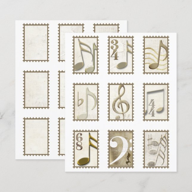 Musiknote Imitate Briefmarke für Zeitschriftenhand (Vorne/Hinten)
