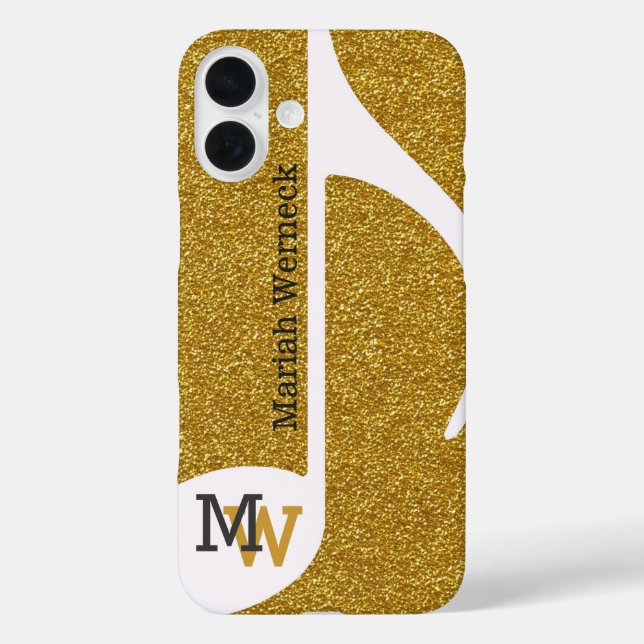 Musiknote Imitate golden iPhone 16 Plus Hülle (Rückseite)