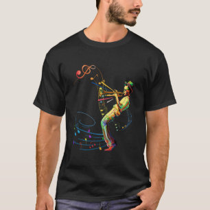 Musiknote Jazz man Konzert Piano Horn Trompet sog. T-Shirt