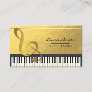 Musiknote-Klavier-Tastatur-Musiker-Goldfolie Visitenkarte