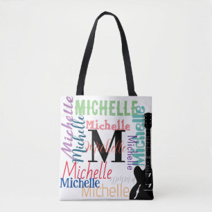Musiknote-Monogramm mit Farbnamen Tasche