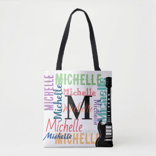 Musiknote-Monogramm mit Farbnamen Tasche