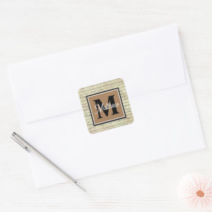 Musiknote Musician Monogram Quadratischer Aufkleber