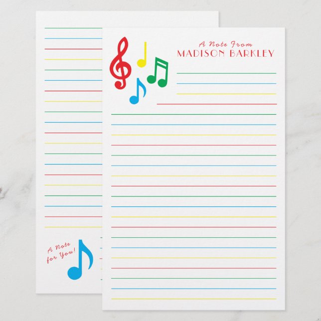 Musiknote Musician Teacher Stationierung Briefpapier (Vorne/Hinten)