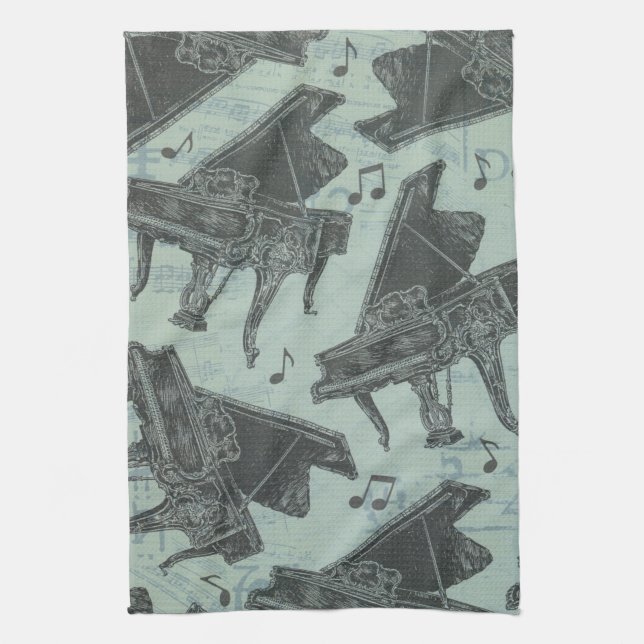 Musiknote Muster Musik Thema Küche Handtuch (Vertikal)