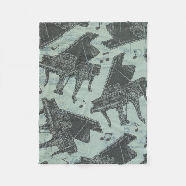 Musiknote Pattern Music Theme Fleece Blanket (Vorderseite)