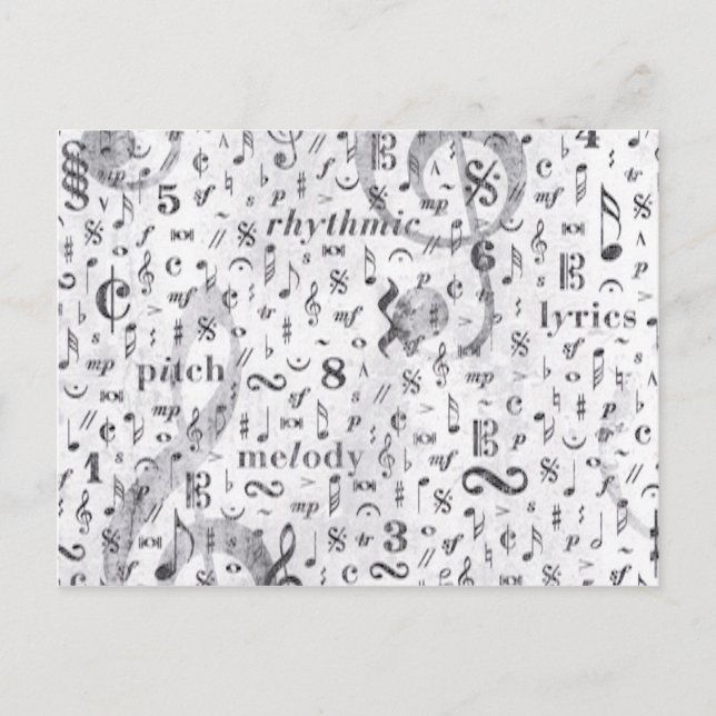 Musiknote Pattern Music Theme Postkarte (Vorderseite)