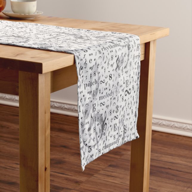Musiknote Pattern Music Theme Table Runner Kurzer Tischläufer (Beispiel)