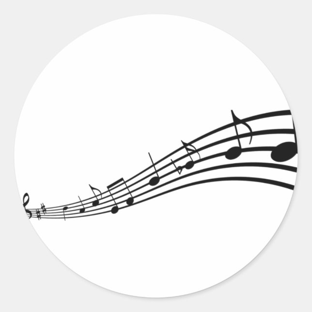 Musiknote Runder Aufkleber (Vorderseite)