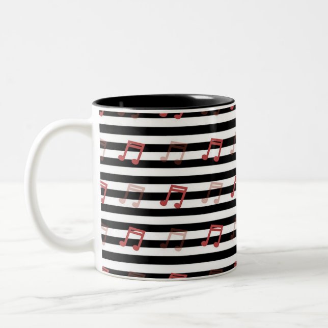 Musiknote Schwarz-Weiß-Streifen Zweifarbige Tasse (Links)