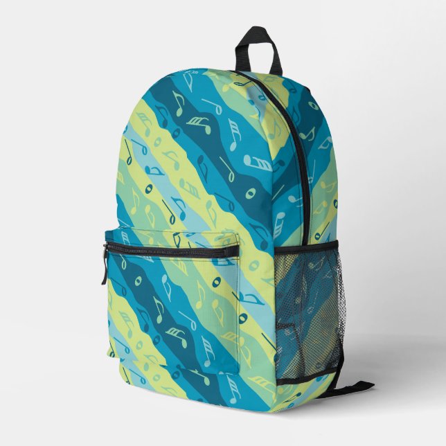 Musiknote Streifen Bedruckter Rucksack (Rückseitige Ecke Rechts)