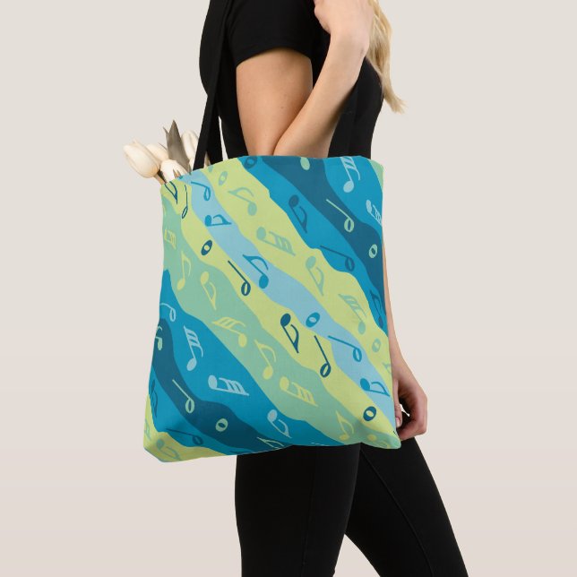 Musiknote Streifen blau und grün Tasche (Von Nahem)