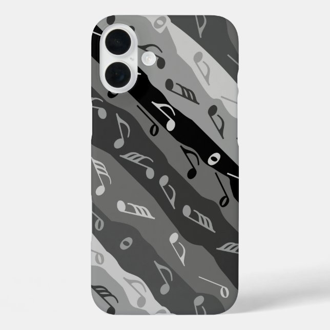 Musiknote Streifen Gran iPhone 16 Plus Hülle (Rückseite)