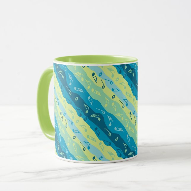 Musiknote Streifen grün und blau Tasse (Vorderseite Links)