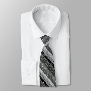 Musiknote Streifen Schwarz und Grau Neck Tie Krawatte