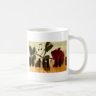 Musiknote Tastatur-Rote Rose Blossom Destination Kaffeetasse