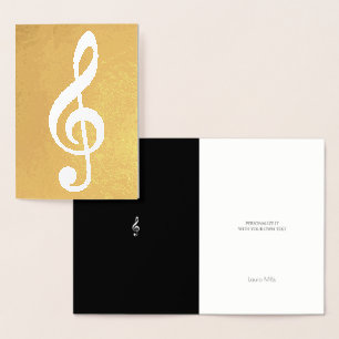 Musiknote/Treble-Klemme auf Gold Folienkarte