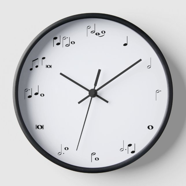 Musiknote Uhr Schwarz-Weiß-Uhr (Vorderseite)