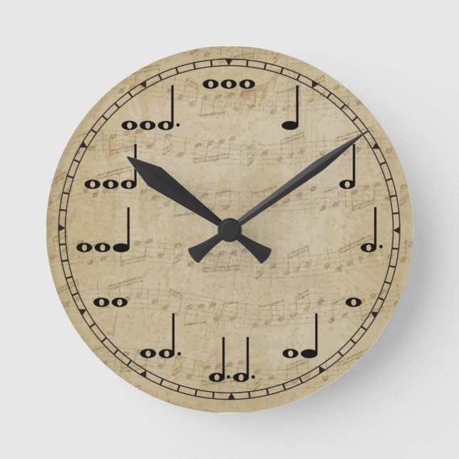 Musiknote Wall Clock Runde Wanduhr (Vorderseite)