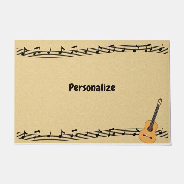 Musiknote zu Noten und Gitarren personalisieren Fußmatte (Vorderseite)