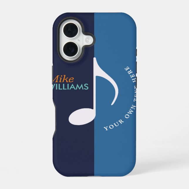 Musiknote ~ zwei Töne von blauem coolem iPhone 16 Hülle (Rückseite)