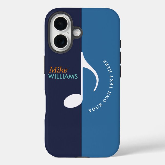 Musiknote ~ zwei Töne von blauem coolem iPhone 16 Hülle (Rückseite)